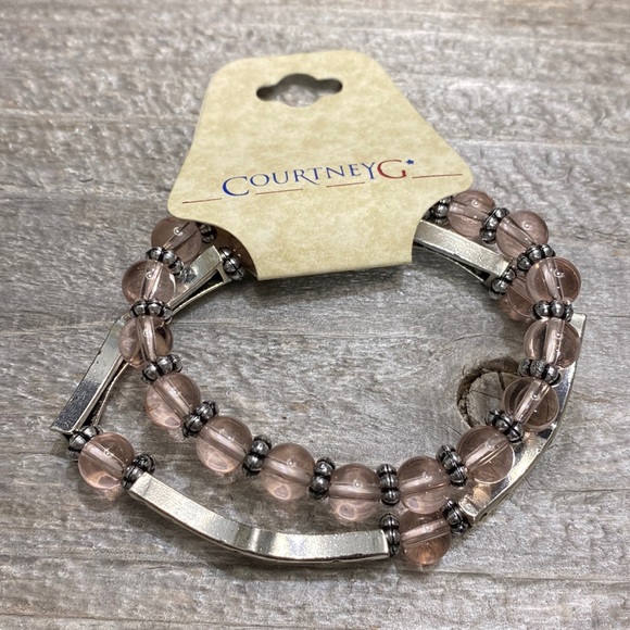 NWT Set Of 2 Pink & Silver Tone Bracelets! - Picture 2 of 4